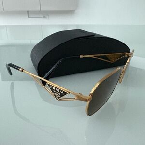 Prada Gold and Black Designer Sunglasses